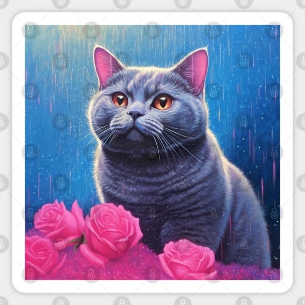 British Shorthair Rose Sticker by Enchanted Reverie